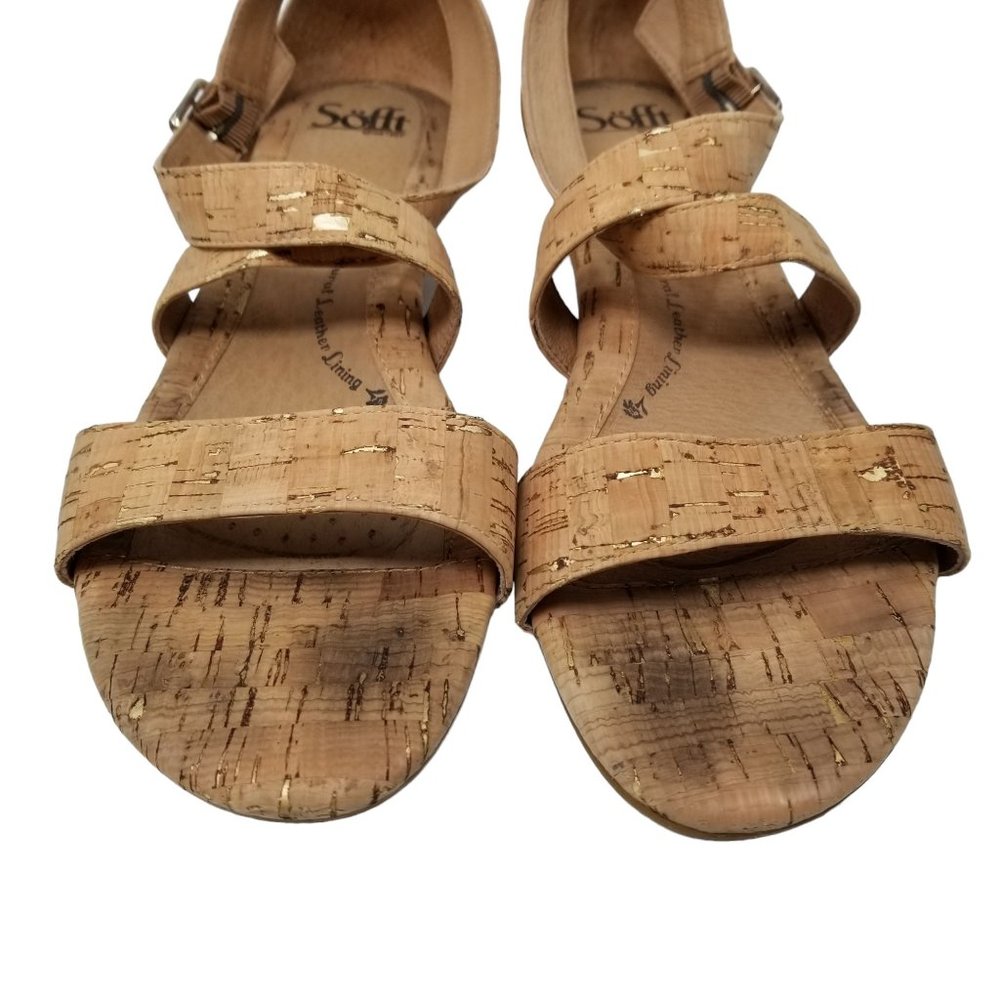 Sofft Innis Sandals Womens Gold Natural Leather Cork Wedge SF0001393 Size 10 - Picture 10 of 13